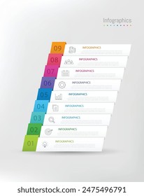 Infographic 9 options design elements for your business data. Vector Illustration.