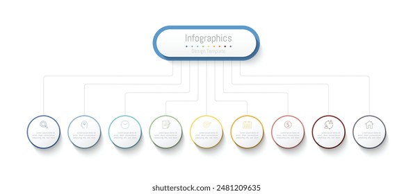 Infographic 9 options design elements for your business data. Vector Illustration.