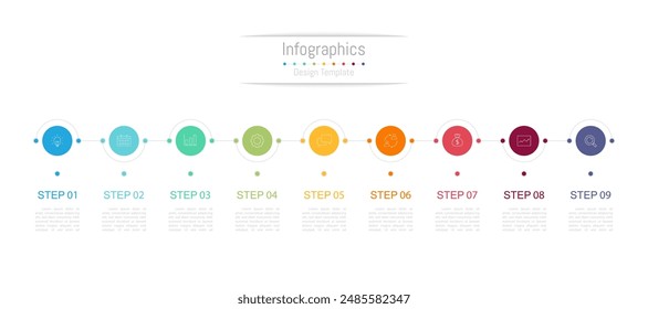 Infographic 9 options design elements for your business data. Vector Illustration.
