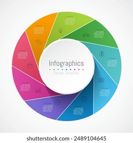 Infographic 9 options design elements for your business data. Vector Illustration.