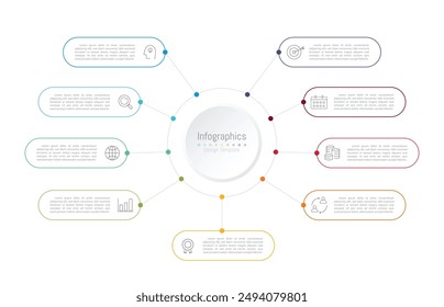 Infographic 9 options design elements for your business data. Vector Illustration.