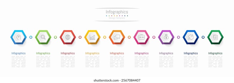 Infographic 9 options design elements for your business data. Vector Illustration.