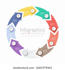 Infographic 9 options design elements for your business data. Vector Illustration.