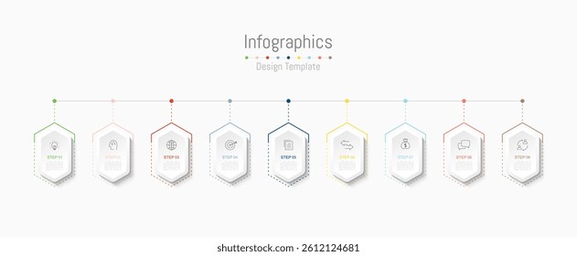 Infographic 9 options design elements for your business data. Vector Illustration.