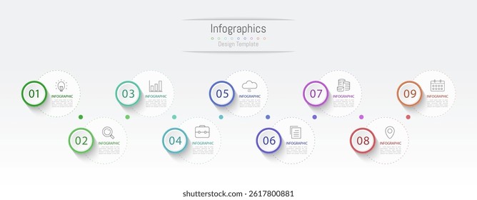 Infographic 9 options design elements for your business data. Vector Illustration.