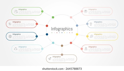 Infographic 9 options design elements for your business data. Vector Illustration.