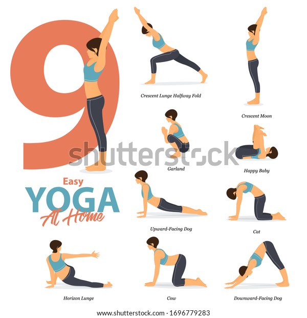 Infographic 9 Yoga Poses Easy Yoga Stock Vector (Royalty Free ...