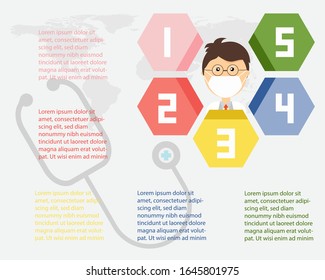 Infographic about medical: 5 options/steps in color cartoon vector style for your design. 