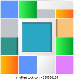 Infographic abstract background with colorful squares and shadows
