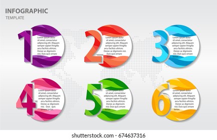 Infographic abstract design template with numbers six options
