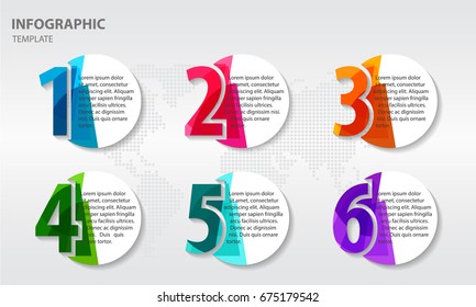Infographic abstract design template with numbers six options