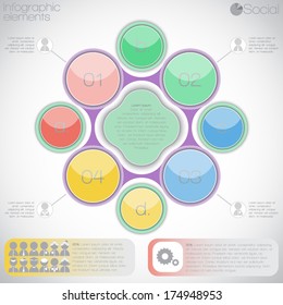 Infographic, abstract, geometric 3d digital illustration, social with set of icons administrator, assistant,, civilian, doctor, driver, engineer, manager, officer, police, receptionist, student