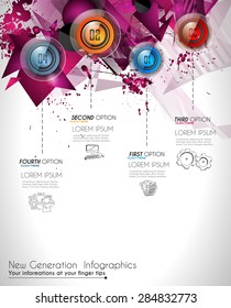 Infographic Abstract template with 4 choices glass buttons with shiny effect. Ideal for marketing and printed material, product classifications, ranking, business solutions, item list etc.