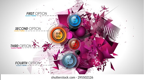 Infographic Abstract template with multiple choices glass buttons with shiny effect. Ideal for marketing and printed material, product classifications, ranking, business solutions