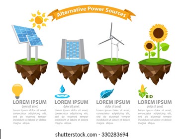 Infographic alternative power sources, the energy infographic, modern infographic template, energetic, infographic with ribbon 