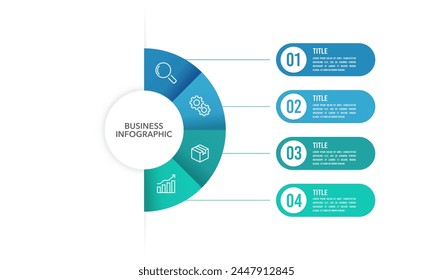 Infographic annual report design template. Business presentation concept with 4 step or options. Vector illustration.