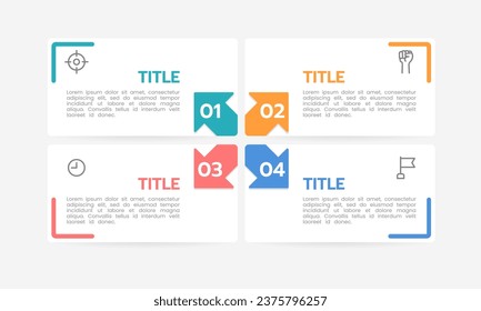 Infographic arrow 4 steps or options. Process, Strategy, Planning, and Diagram. Vector illustration.