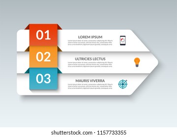 Infographic arrow banner with 3 options, steps, parts. Can be used for workflow layout, diagram, chart, graph, report.