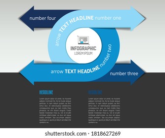 Infographic Arrow Circle Template, Diagram, Chart With Text Fields.