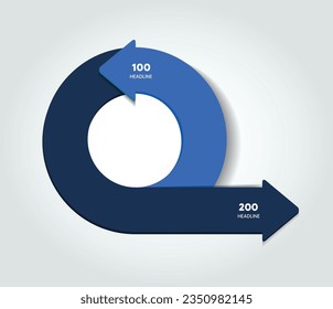 Infografische Pfeilvorlage, Diagramm, Diagramm mit Textfeldern.