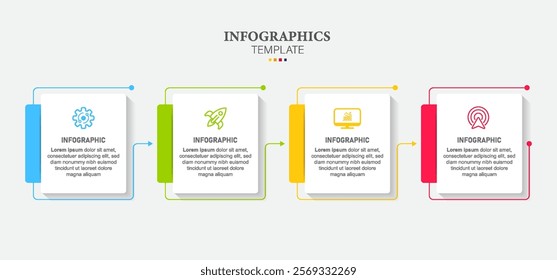 infographic arrow concept template with icons and 4 options or steps. Infographics for business concept. Can be used for presentations banner, workflow layout, process diagram