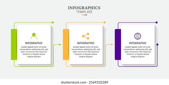infographic arrow concept template with icons and 3 options or steps. Infographics for business concept. Can be used for presentations banner, workflow layout, process diagram