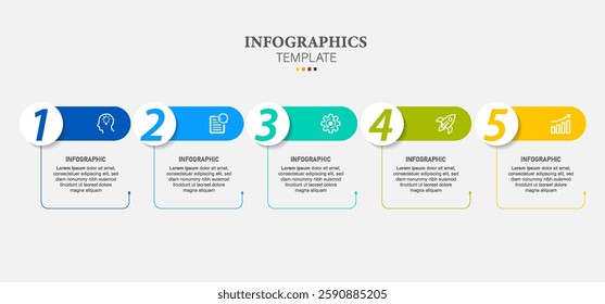 Infographic arrow design with 5 options or steps. Infographics for business concept. Can be used for presentations banner, workflow layout, process diagram, flow chart, info graph