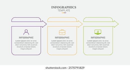 Infographic arrow design template with 3 options, steps or processes. Can be used for presentations banner, workflow layout, process diagram, flow chart, info graph