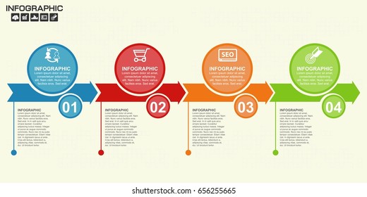 Infographic arrow design template 4 steps with place for your data. Vector illustration.
