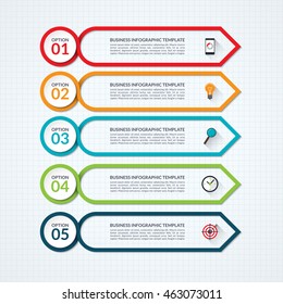 Infographic arrow design template with 5 options, steps, parts, processes. Vector banner what can be used for diagram, graph chart, report, plan, strategy, data visualization, web design