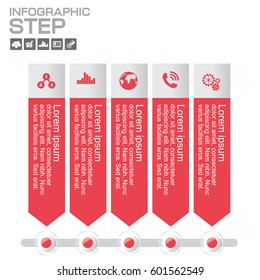 Infographic arrow design template 5 steps with place for your data. Vector illustration.