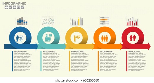 Infographic arrow design template 5steps with place for your data. Vector illustration.