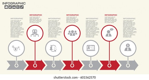 Infographic arrow design template 7 steps with place for your data. Vector illustration.