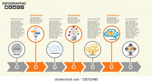 Infographic arrow design template 7 steps with place for your data. Vector illustration.
