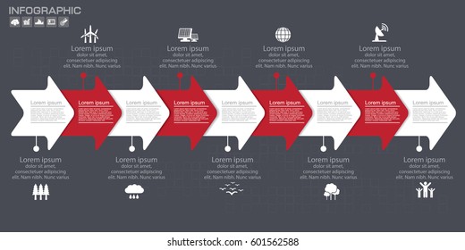 Infographic arrow design template 9 steps with place for your data. Vector illustration.