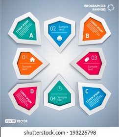 infographic arrow shaped frames with geometric design