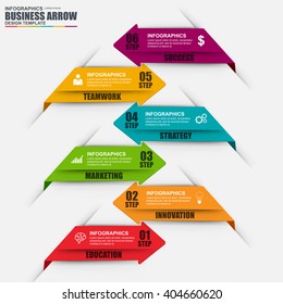 Infographic arrow step vector design template. Can be used for workflow, stair success, diagram, infographic banner, number options, design, infographic elements, set information infographics.