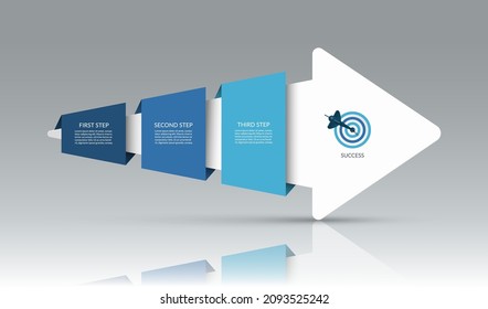 Infographic arrow template with 3 steps. Business growth concept. Can be used for web design, timeline, diagram, chart, graph, business presentation.