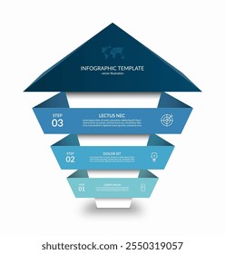 Infografía Plantilla de flecha hacia arriba con 3 pasos. Concepto de crecimiento empresarial en estilo 3d. Se puede utilizar para el Diseño web, línea de tiempo, diagrama, gráfico, gráfico, presentación de negocios.