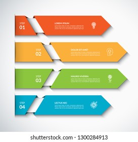 Infographic arrow template with 4 options. Can be used for diagram, graph, chart, report, web design. Vector illustration