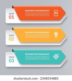 Infographic arrow template. Business concept with 3 steps, options, parts. Can be used for diagram, chart, web design. Vector illustration.