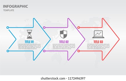 Infographic arrow thin line 3 options.
