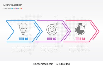 Infographic arrow thin line 3 options.