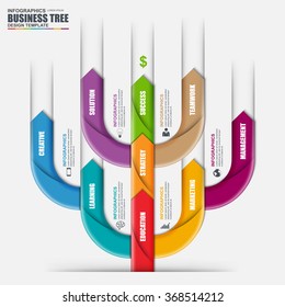 Infographic arrow tree vector design template. Can be used for workflow processes, banner, diagram, number options, timeline, work plan, web design.