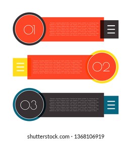 Infographic arrows with 3 step up options and glass elements. Vector template in flat design style