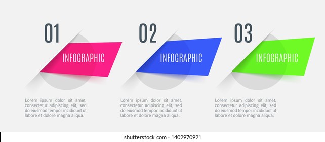 Infographic arrows with 3 step up options and glass elements. Vector template in flat design style.