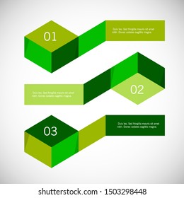 Infographic arrows with 3 step up options and glass elements. Vector template in flat design style
