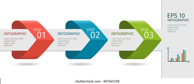 Infographic arrows with 3 step up options. Vector template in flat design style