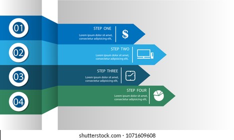 Infographic arrows. 4 options, steps, parts, pieces. Vector template