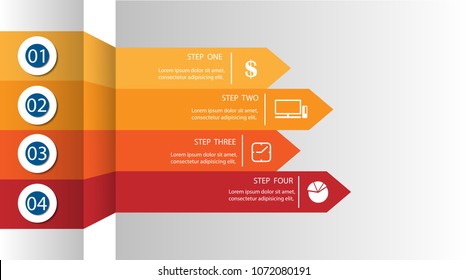 Infographic arrows. 4 options, steps, parts, pieces. Vector template